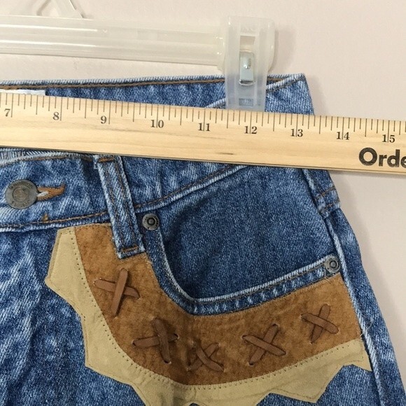 Vintage Sap Man denim jeans with leather details around pockets area size 10 - Picture 8 of 15